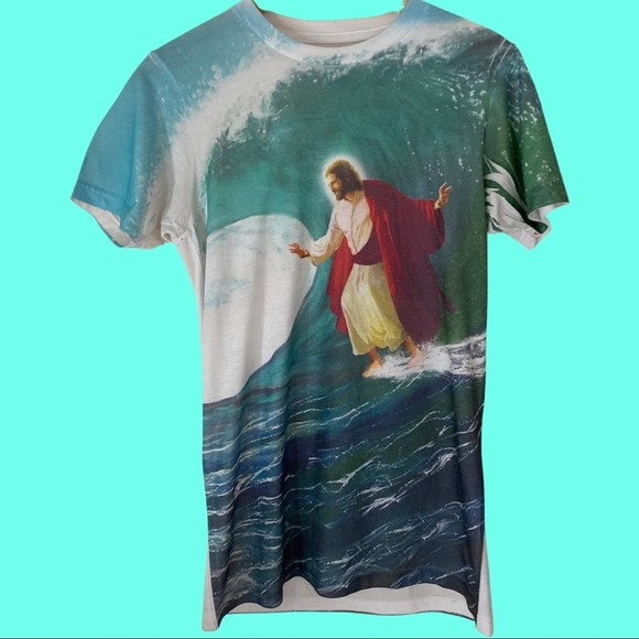 Jesus Surfing Goodie Two Sleeve T-Shirt - Picture 3 of 4